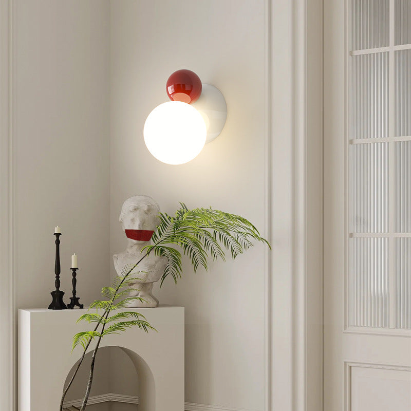 1-Light Round Globe Wall Sconce - Minimalist Iron Frame Wall Lights 0