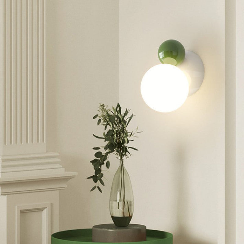 1-Light Round Globe Wall Sconce - Minimalist Iron Frame Wall Lights 8