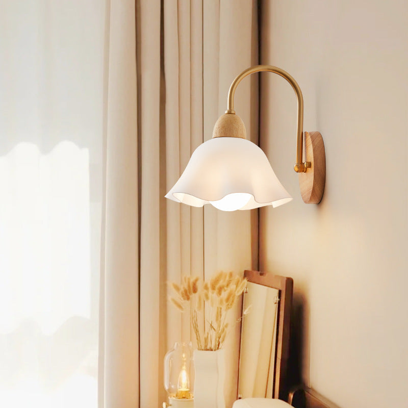 1-Light Wood Ceramic Wall Sconce - Stylish Wall Light for Living Room 0