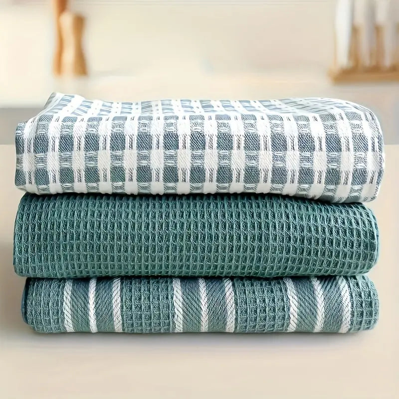 100% Cotton Kitchen Towels Set of 3 - Ultra Absorbent Dish Towels 18x26 Inches for Drying and Cleaning 9