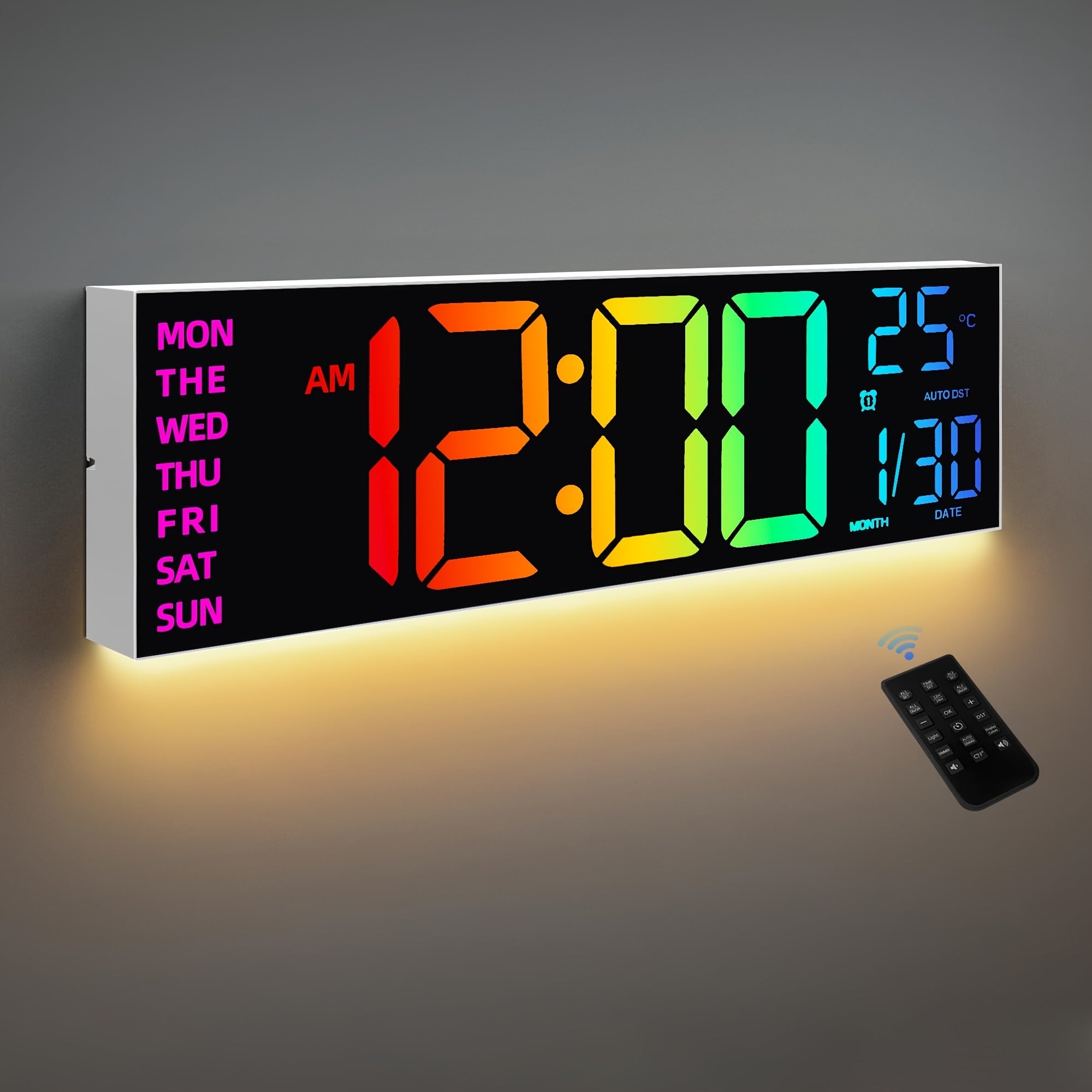 16-Inch RGB Digital Wall Clock with Remote Control and Auto Brightness – Modern LED Display for Home, Office, or Gym 1