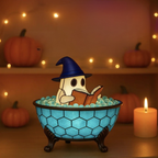 Halloween Ghost Figurine Reading Book Lighted Indoor Tabletop Decoration
