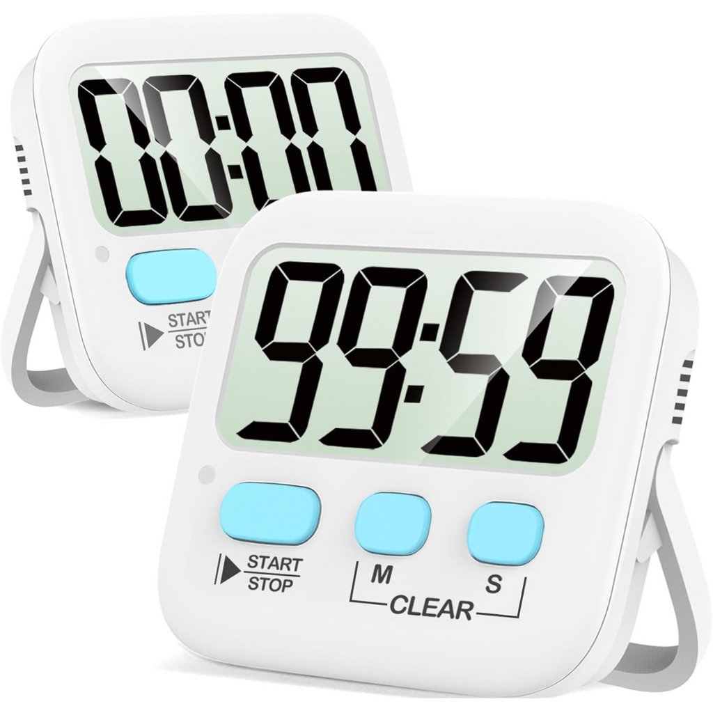 2-Pack Digital Kitchen Timers - Magnetic, Loud Alarm, Easy to Use 0
