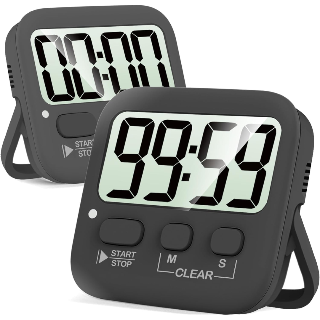 2-Pack Digital Kitchen Timers - Magnetic, Loud Alarm, Easy to Use 5