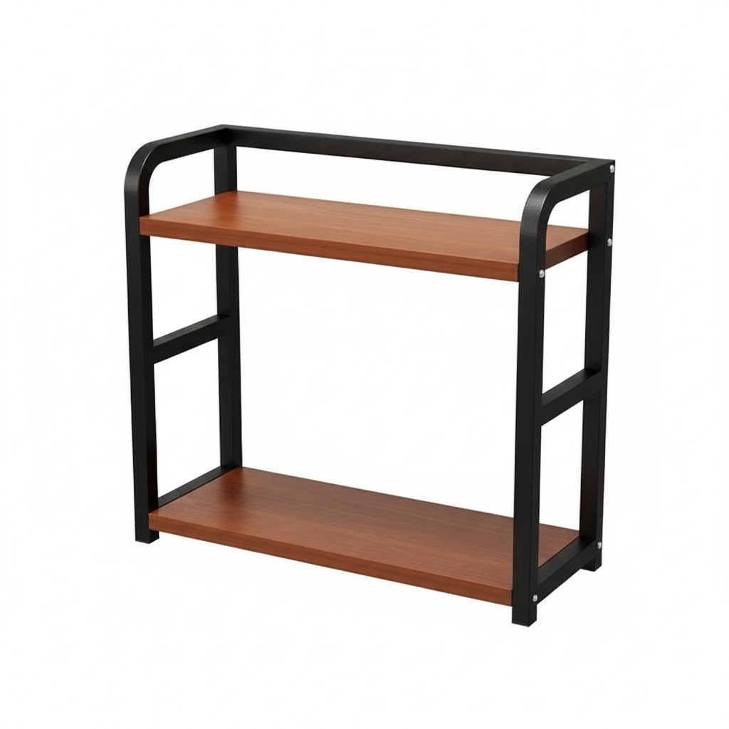 2-Tier Metal and Wood Shelf Organizer - Maximize Kitchen Space Efficiently 4