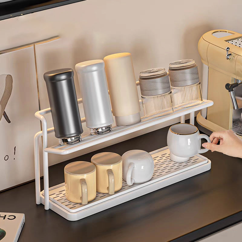 2-Tier Stainless Steel Drying Rack with Drain Tray – Space-Saving Kitchen Organizer for Cups and Bottles 3