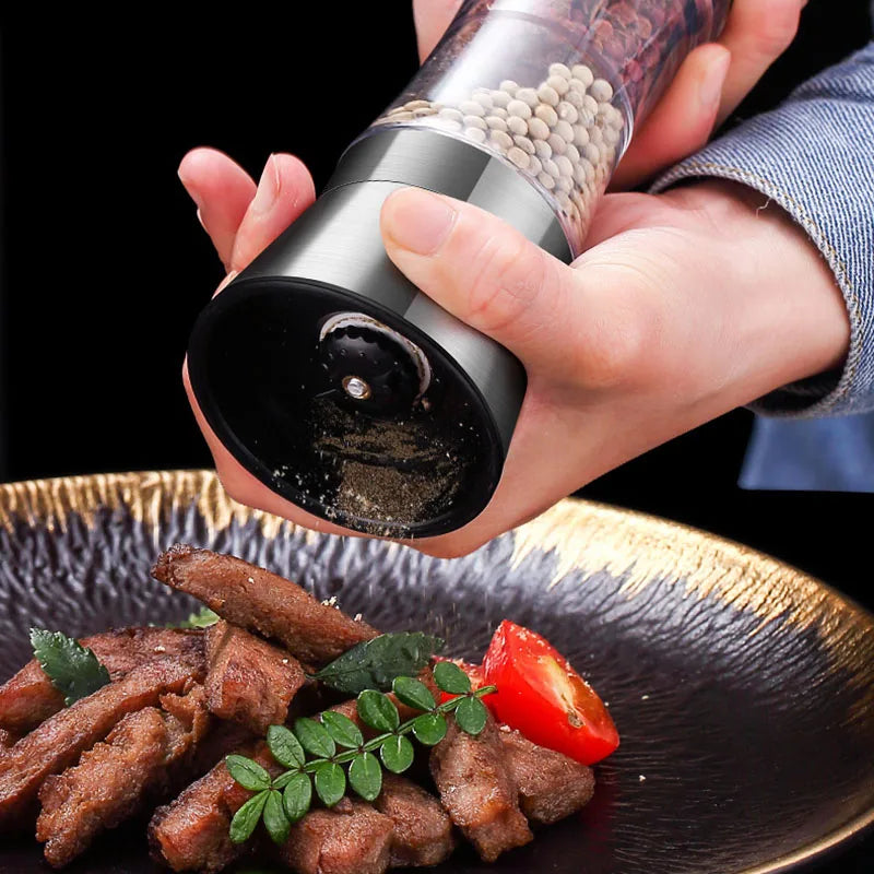 2-in-1 Stainless Steel Spice Mill with Dual Grinders for Salt and Pepper - Adjustable Coarseness, Ergonomic Design 1