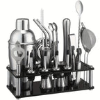 20-Piece Stainless Steel Cocktail Shaker Set with Acrylic Stand - Complete Bar Tool Kit for Home and Professional Use 0
