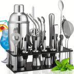 20-Piece Stainless Steel Cocktail Shaker Set with Acrylic Stand - Complete Bar Tool Kit for Home and Professional Use 3