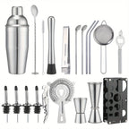 20-Piece Stainless Steel Cocktail Shaker Set with Acrylic Stand - Complete Bar Tool Kit for Home and Professional Use 8