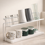 Bottle Drying Rack 2 Tier Carbon Steel 15 in Width with Drain Tray Kitchen Organizer 1