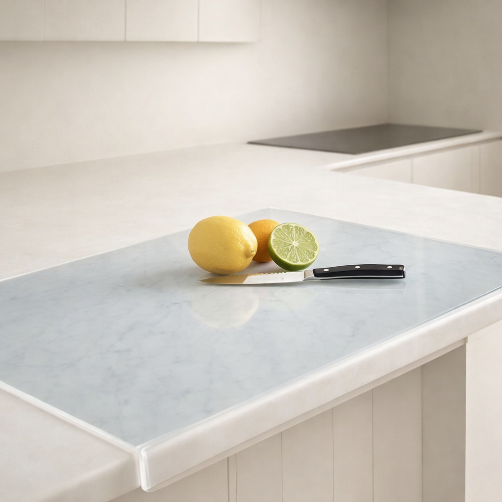 Cutting Board Acrylic Clear 17.7 x 13.7 in Non Slip with Protective Lip