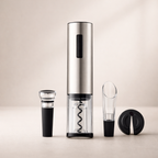 Electric Wine Opener Set Rechargeable Plastic and Stainless Steel with Pourer and Stopper