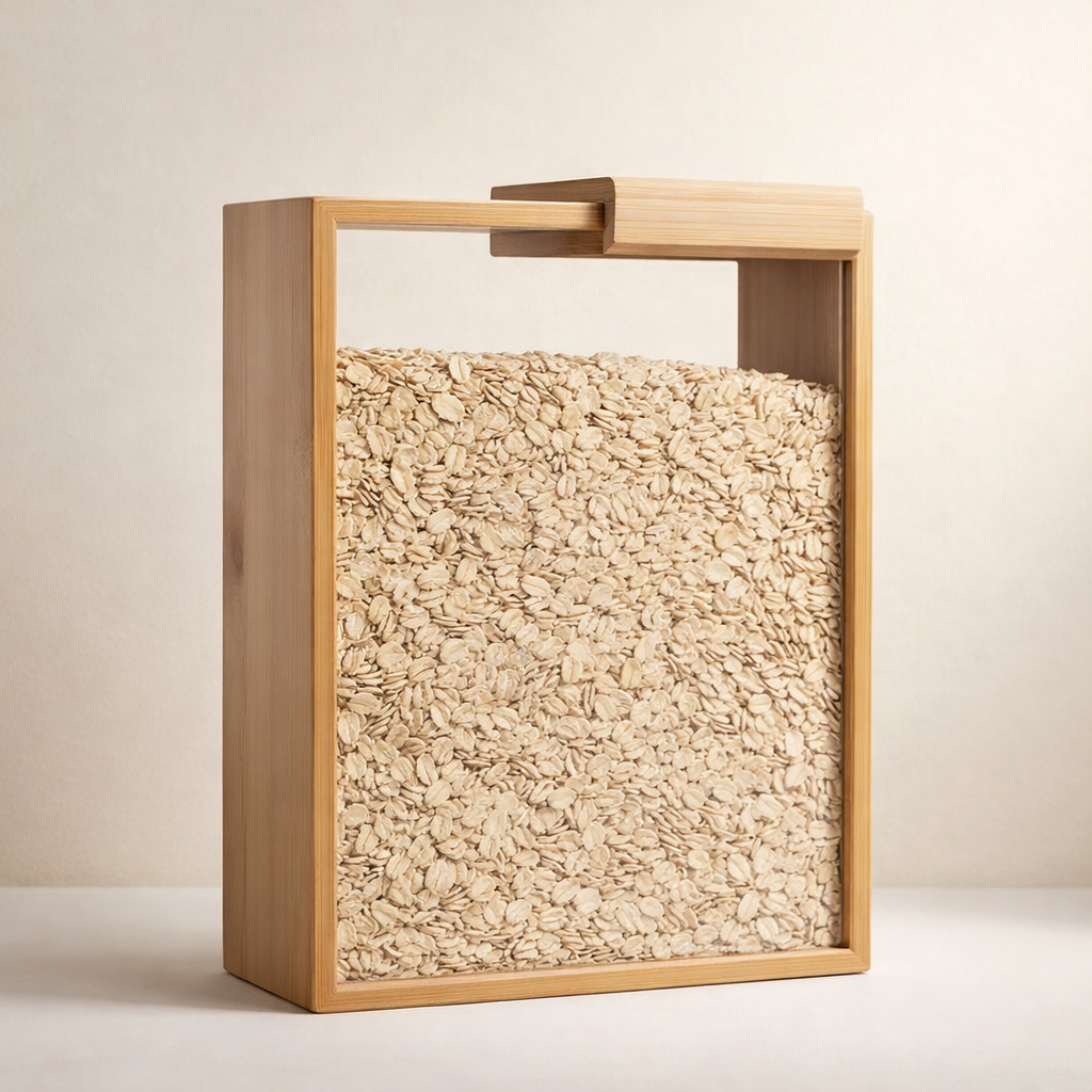 Cereal Dispenser Bamboo Lever Operated Dry Food Storage