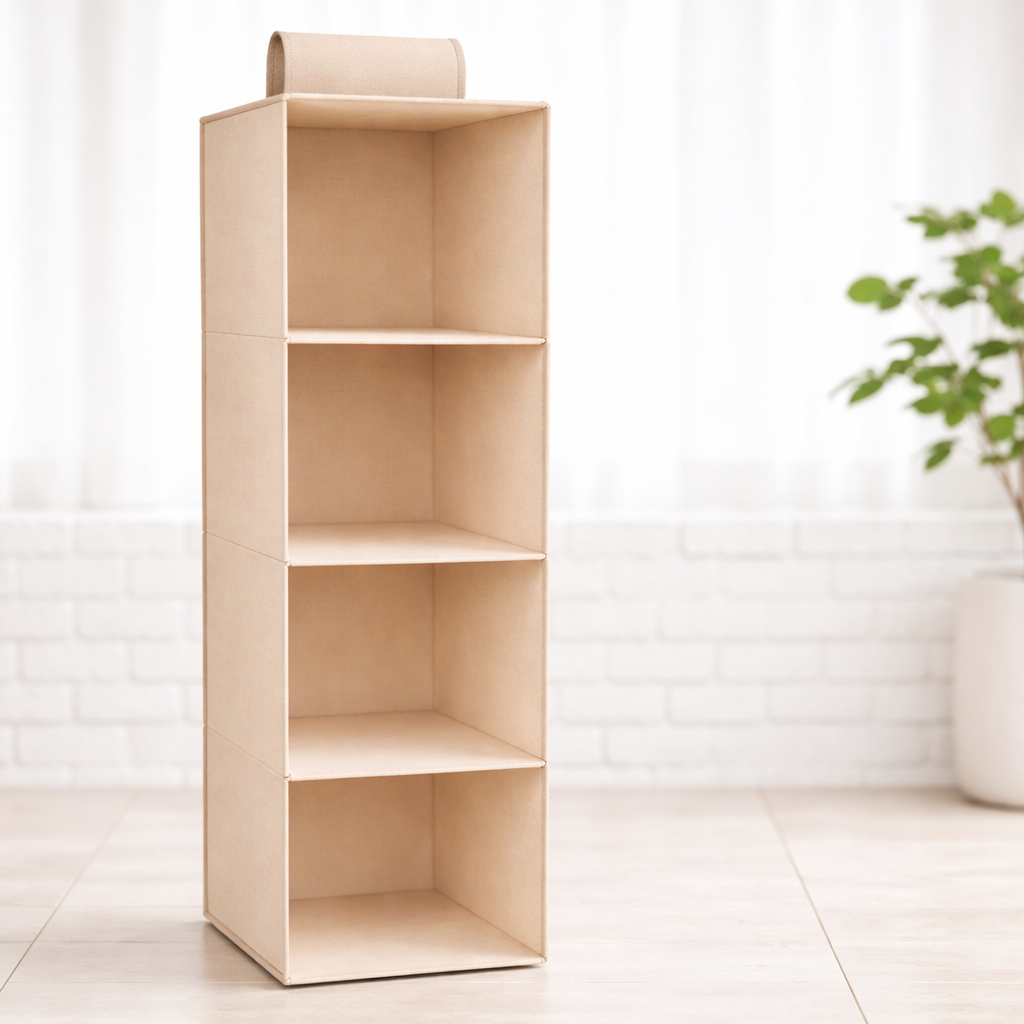 Closet Organizer Fabric Shelving with Removable Drawers Neutral Colour