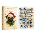 2026 Advent Calendar with 24 Mini Pug Dog Figurines for Festive Christmas Countdown Decoration 0