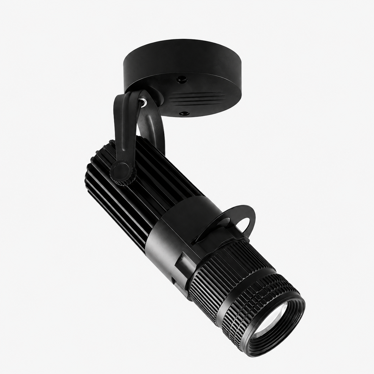 Black spotlight on a white background