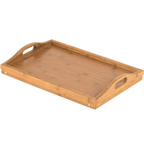 Wooden tray with handles on a white background