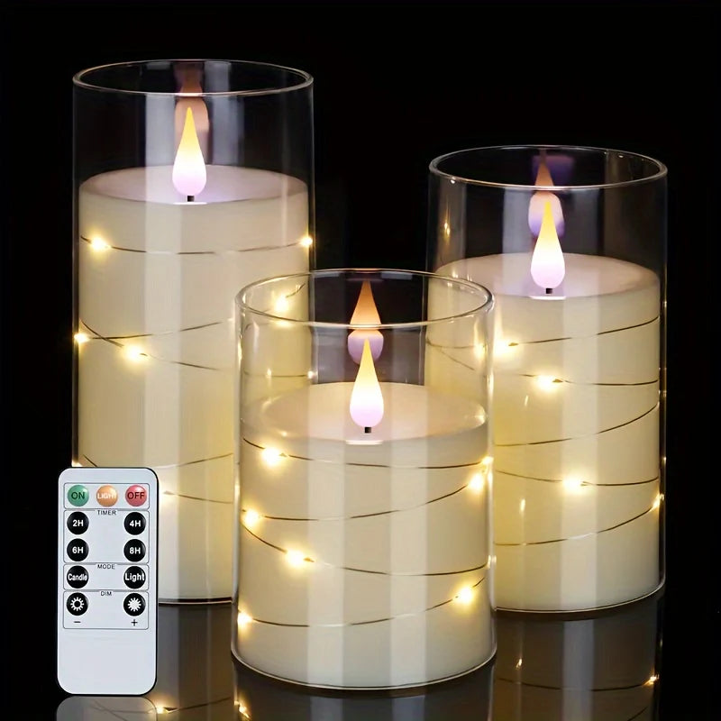 3-Piece Flameless LED Candles with Remote - Adjustable Brightness & Timer 0