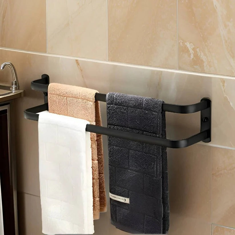 3-Tier Wall Mounted Towel Rack - Space-Saving Aluminum Towel Storage 0