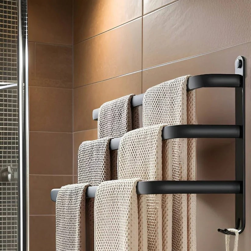 3-Tier Wall Mounted Towel Rack - Space-Saving Aluminum Towel Storage 4