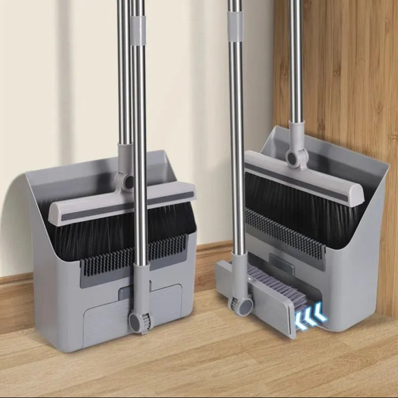 3-in-1 Broom and Dustpan Set with Ergonomic Handle and Hair Repellent Broom for Efficient Household Cleaning 0