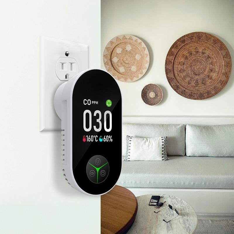3-in-1 Carbon Monoxide Detector with Temperature and Humidity Monitoring – Plug-and-Play CO Alarm for Home Safety 0
