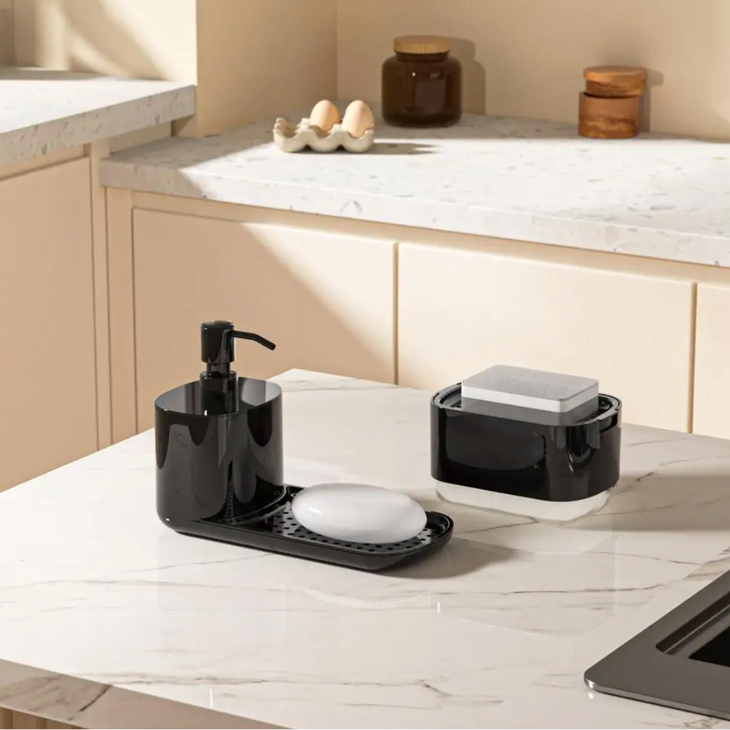 3-in-1 Soap Dispenser - Elegant Design with Organized Storage for Kitchen 3