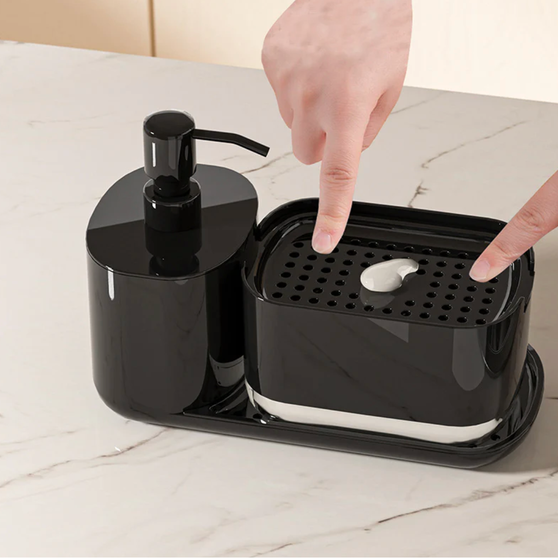 3-in-1 Soap Dispenser - Elegant Design with Organized Storage for Kitchen 4