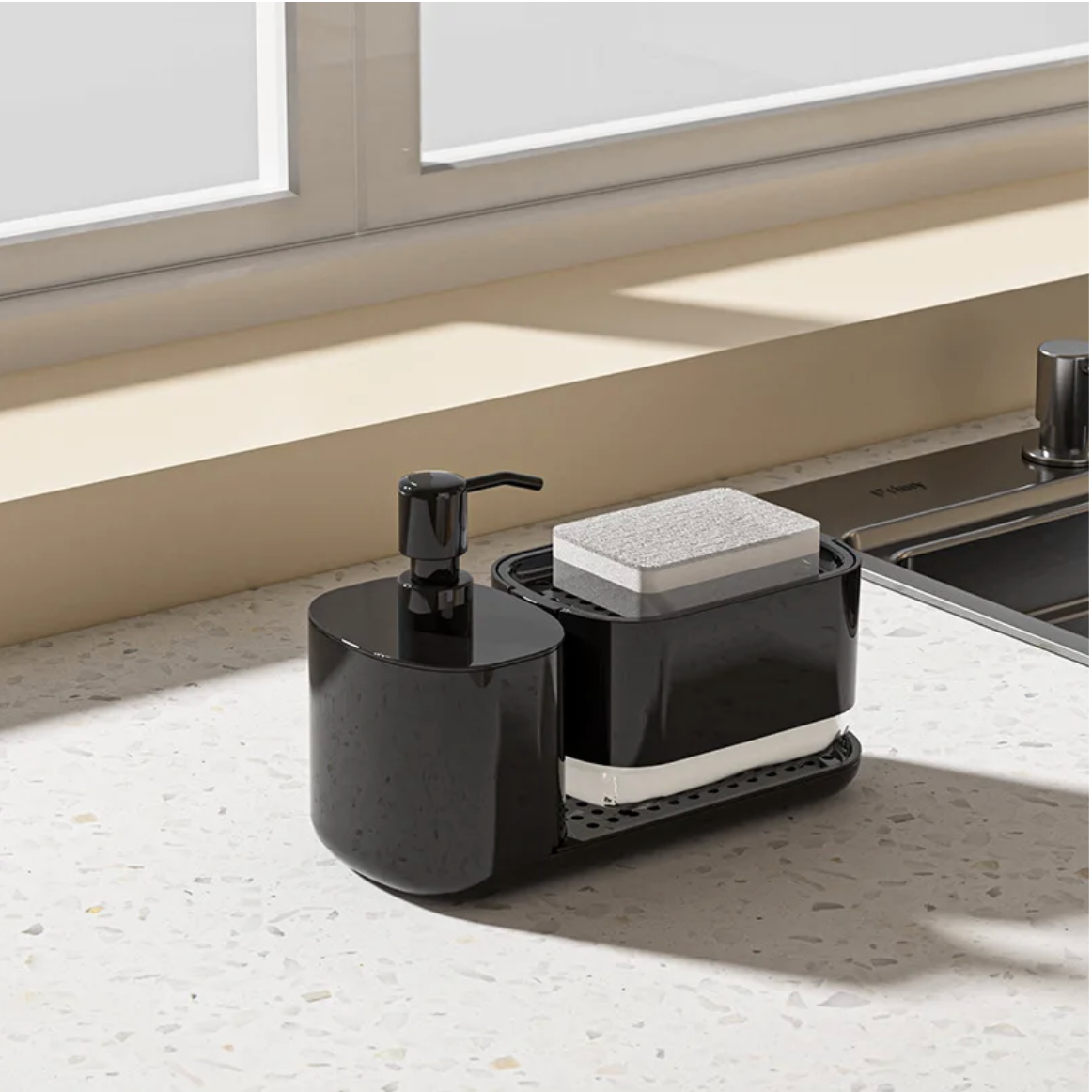 3-in-1 Soap Dispenser - Elegant Design with Organized Storage for Kitchen 5