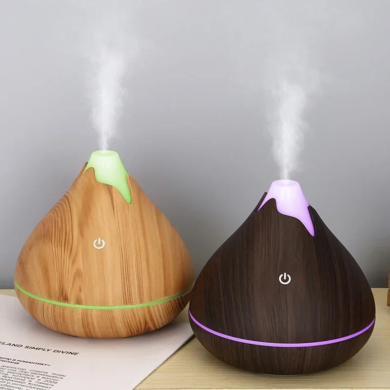 350ML Ultrasonic Aromatherapy Essential Oil Diffuser with Remote Control and 7 Color LED Lights - Wood Grain Electric Diffuser 2