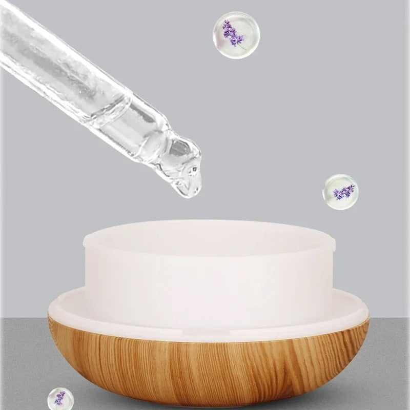 350ML Ultrasonic Aromatherapy Essential Oil Diffuser with Remote Control and 7 Color LED Lights - Wood Grain Electric Diffuser 6