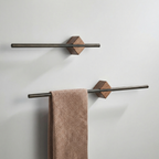 Bathroom Towel Bar with Walnut-Style Base – Wall-Mounted Towel Rack