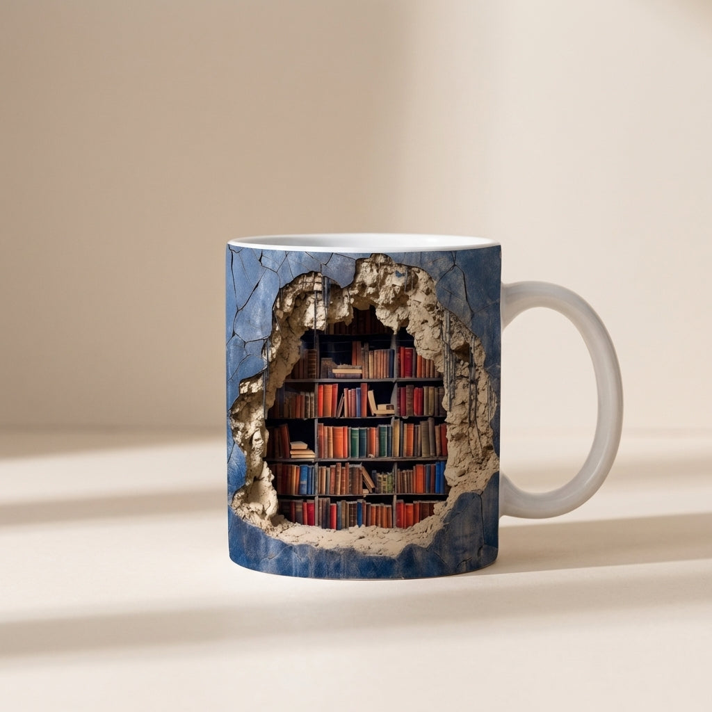 3D Book Lover Mug – Whimsical Coffee Cup for Readers, Durable and Dishwasher Safe, Perfect Gift for Book Enthusiasts