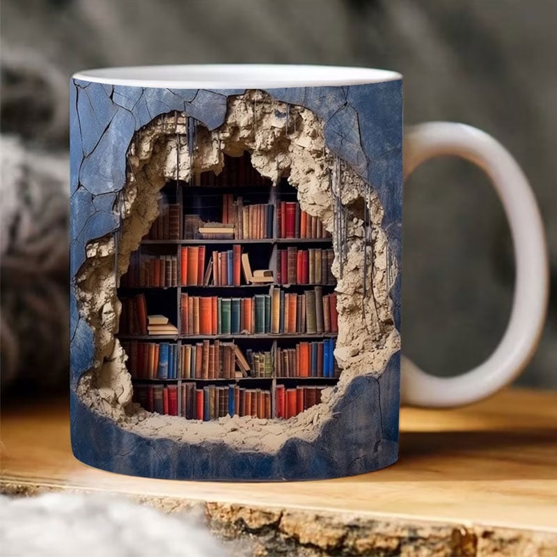 3D Book Lover Mug – Whimsical Coffee Cup for Readers, Durable and Dishwasher Safe, Perfect Gift for Book Enthusiasts 0