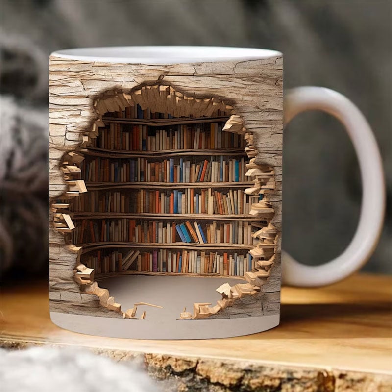3D Book Lover Mug – Whimsical Coffee Cup for Readers, Durable and Dishwasher Safe, Perfect Gift for Book Enthusiasts 1