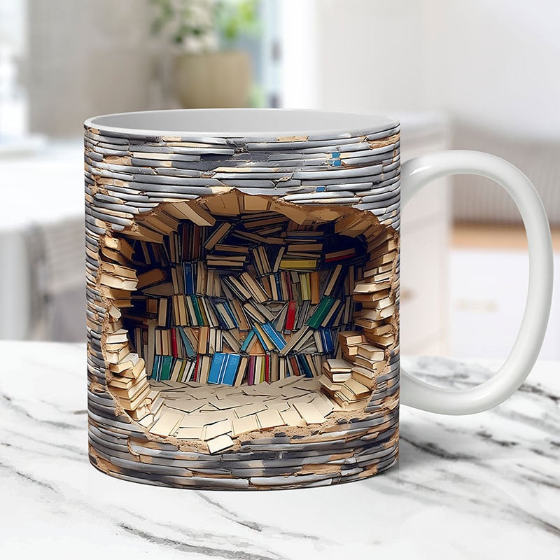 3D Book Lover Mug – Whimsical Coffee Cup for Readers, Durable and Dishwasher Safe, Perfect Gift for Book Enthusiasts 2