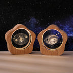 3D Crystal Carved Desk Lamp - Warm LED Light with Wooden Base 1
