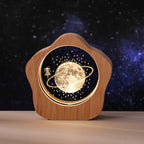 3D Crystal Carved Desk Lamp - Warm LED Light with Wooden Base 2