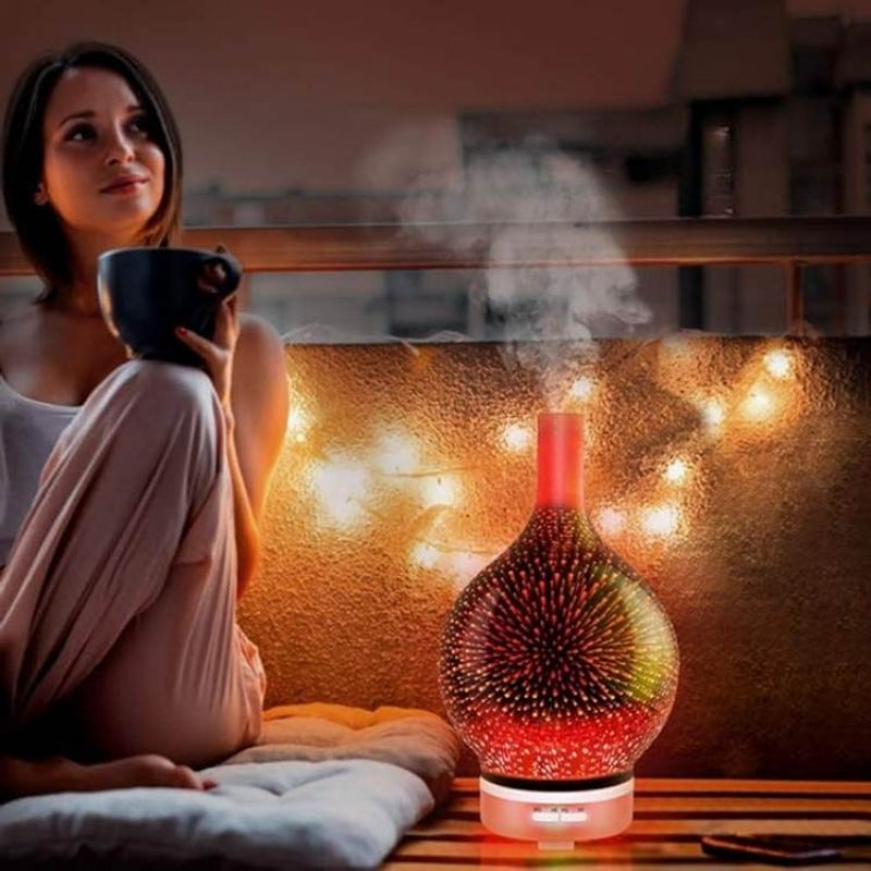 3D Effect Essential Oil Diffuser - Calming Galaxy Light & Aromatherapy Mist 3