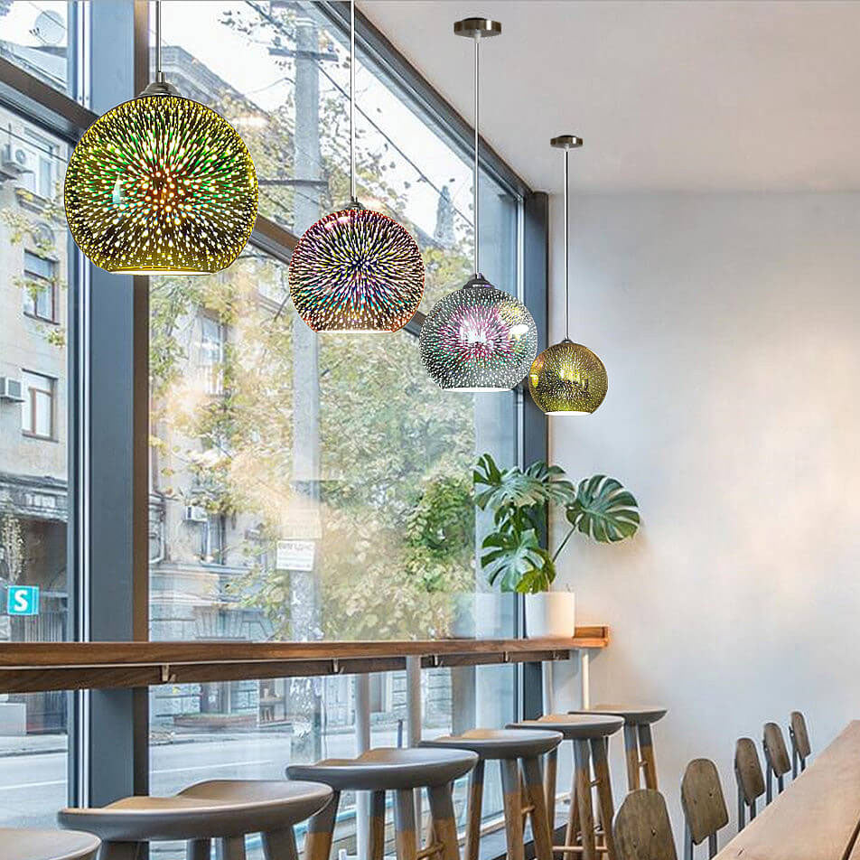 3D Fireworks Glass Pendant Light - Adjustable Hanging Lights for Atmosphere 3