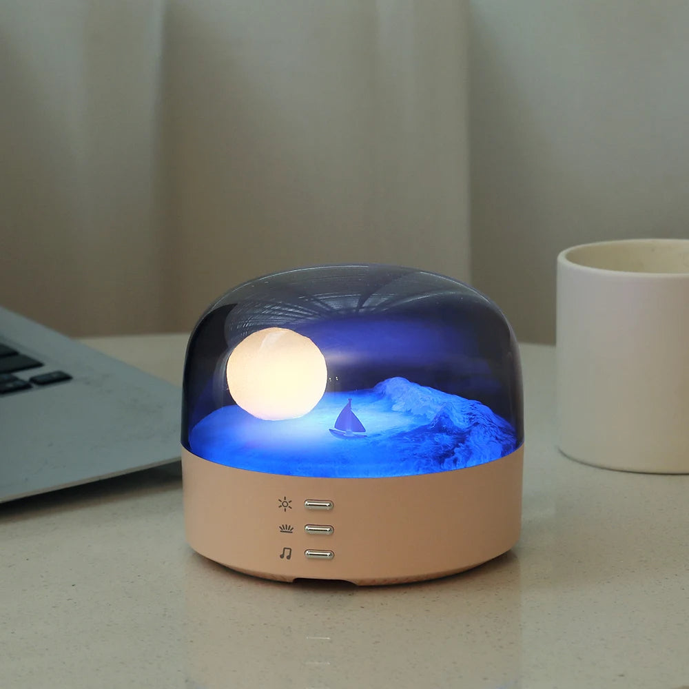 3D Moon LED Night Light Speaker – Rechargeable Ambient Lamp with Soothing Sounds for Relaxation and Calming Atmosphere 1