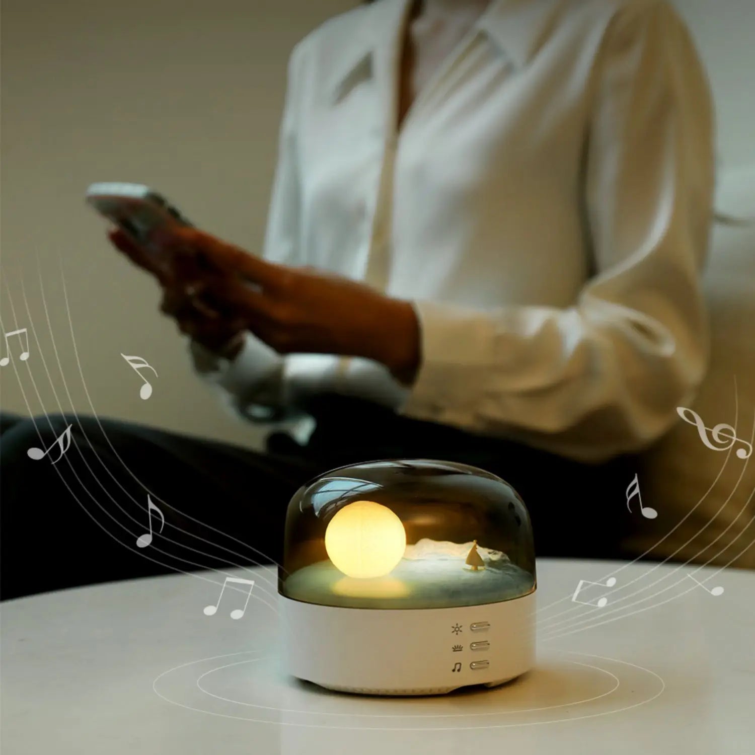3D Moon LED Night Light Speaker – Rechargeable Ambient Lamp with Soothing Sounds for Relaxation and Calming Atmosphere 3