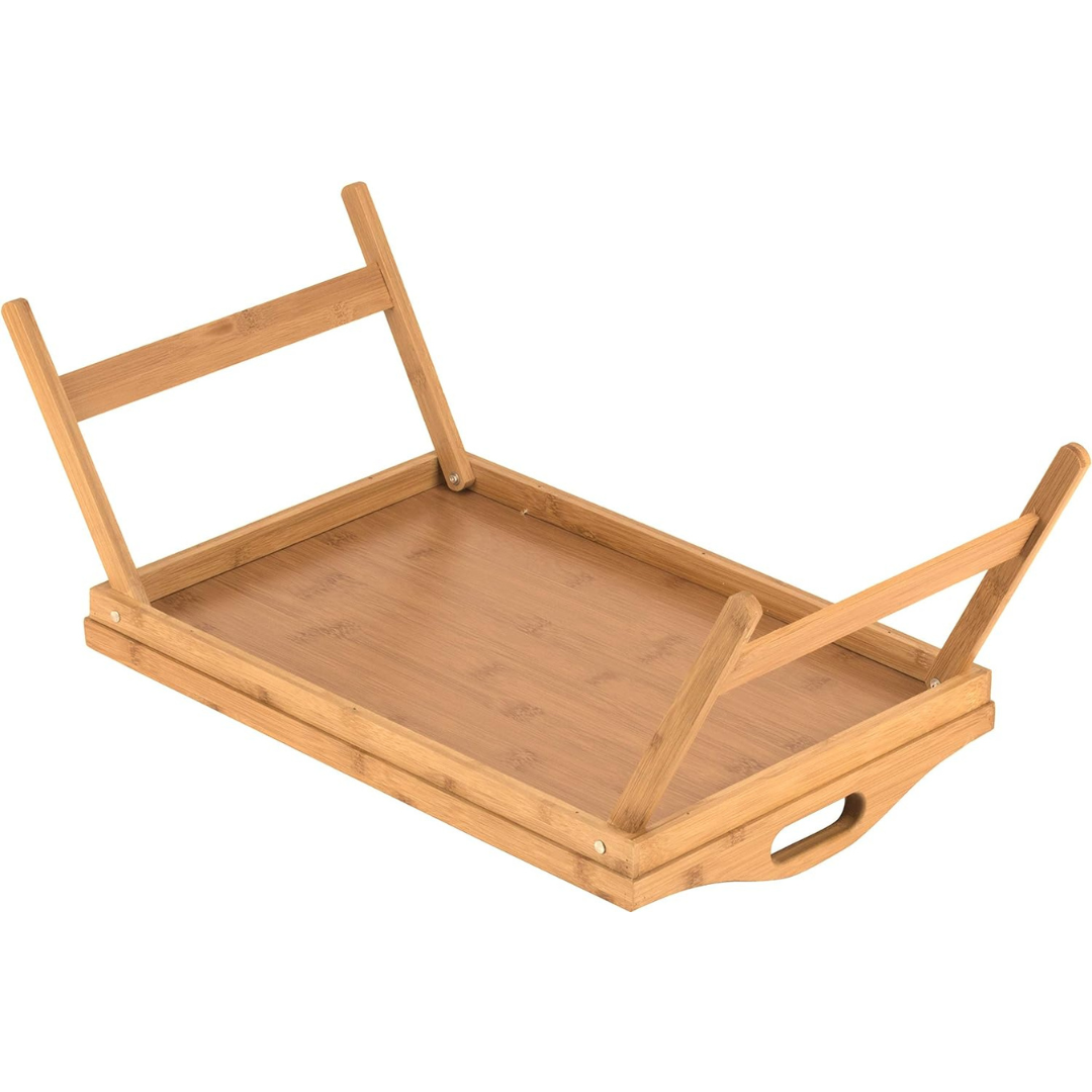 Bed Tray Table Bamboo Folding Breakfast Tray Raised Edges Natural