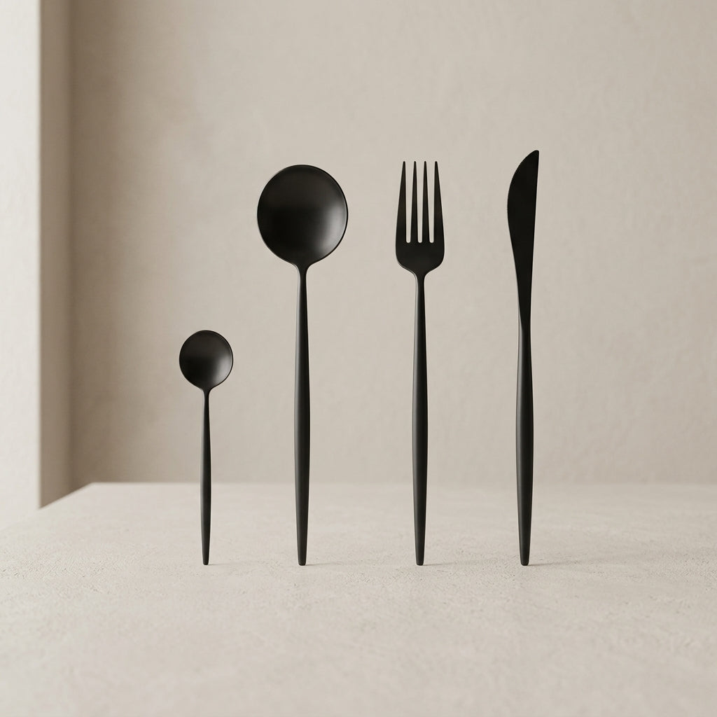 4 Piece Cutlery Set 304 Stainless Steel Brushed Matte Finish 1