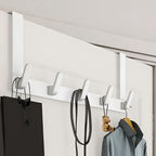 5-Hook Over Door Organizer - Stainless Steel, Space-Saving Towel Rack 0