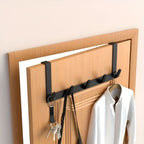 5-Hook Over Door Organizer - Stainless Steel, Space-Saving Towel Rack 2