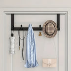 5-Hook Over Door Organizer - Stainless Steel, Space-Saving Towel Rack 3