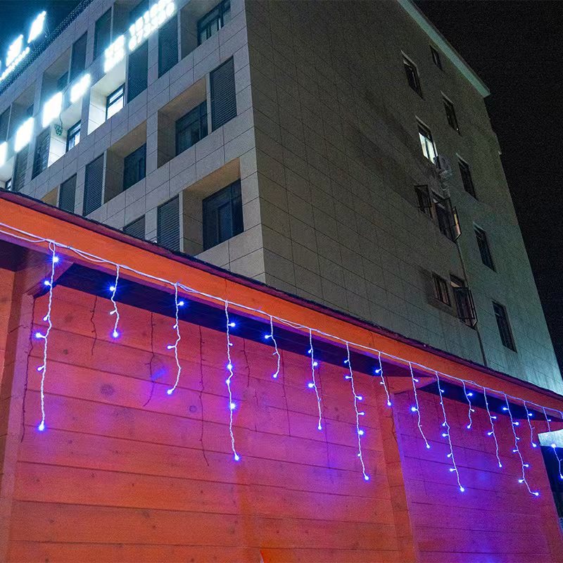 50m LED Icicle Outdoor Christmas Lights, 500+ Warm White LEDs, IP44 Weatherproof, Low Voltage Curtain Lighting for Events and Facades 5