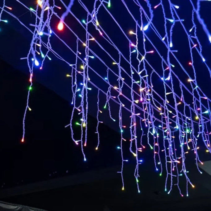 50m LED Icicle Outdoor Christmas Lights, 500+ Warm White LEDs, IP44 Weatherproof, Low Voltage Curtain Lighting for Events and Facades 6
